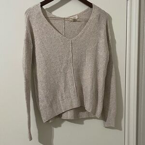 Kaisley Cozy Beige V-Neck Sweater Size S